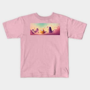 Lovely Pink Monster Scene Kids T-Shirt